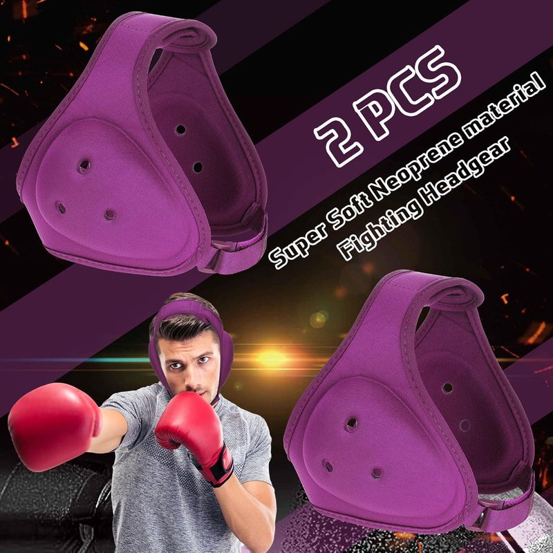 Jerify 2 Pcs Wrestling Headgear for Kids Youth Soft Grappling Headgear Wrestling Adjustable Ear Guard Protective(Dark Red) - Image 2